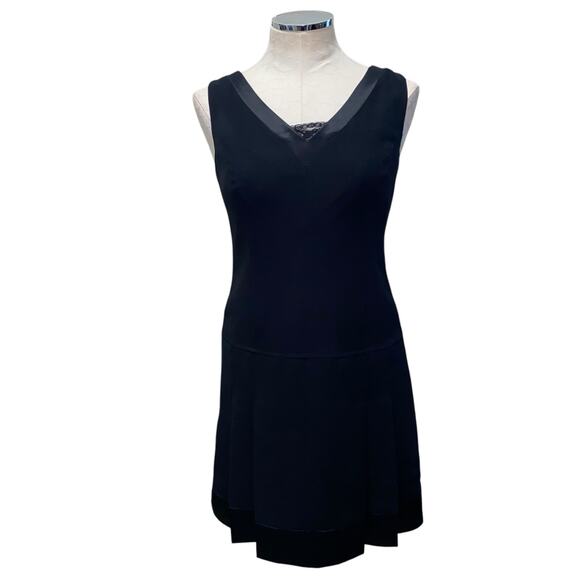 Amanda Smith Dresses & Skirts - Amanda Smith Sleeveless V-Neck Satin Lace Knee Length Black Cocktail Dress 8P